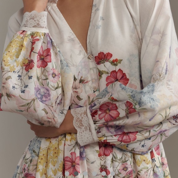 Anthropologie Dresses & Skirts - NWT | Let Me Be Long-Sleeve V-Neck Floral
A-Line Midi Dress Size 2X